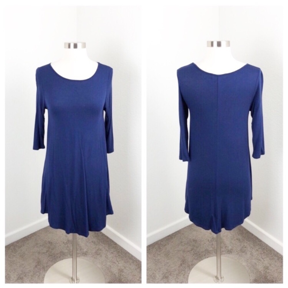 All For You navy blue long sleeve dress